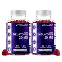 Vitamatic Melatonin 20mg Gummies pro dospělé, 30 Servingů - 60 Počet - Non-Habit Forming dodatek (Balení po 2)