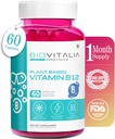 BIOVITIA Vitamin B12 Kapsle Methyl Cobalamin dodatek 1000mg Plant- Based Kapsle - Podpora Nerve Function & Metabolismus Obohacený o pšeničnou trávu Spirulina Betroot - 60 Vegan Caps