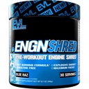 EVL Ultimate Pre Workout Powder - Thermogenic Fat Burn Support Preworking Powder Drink for Lasting Energy Focus and Stamina - ENGN Shred Intense Creatine Free Prespine Drink Mix - Blue Raz