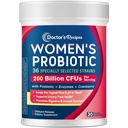 Lékařské recepty Probiotika pro ženy, 200B CFU 36 Strains, s Prebiotika, Enzymy & Cranberry, Vaginální Moč Digestivní & Imunitní, Stabilní, 30 Caps