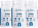 Klinické účinky Vitamin K2 + D3 - K2 + D3 Vitamin dodatek s Bioperine Black Pepper Extract a vápník pro podporu zdraví kostí a srdce - 3 Pack - Max Absorpce - Made in USA