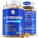 L Tyrosin Gummies 1100mg Mood Support Blend, with Ashwagandha, L-Theanine, Vitamin B Complex B6, Folát (Vitamin B9), Focus & Memory, Cognition & Brain Function, Energy Boost, Stress Support, 2Pc / 120ct