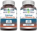 Úžasné množství vápníku s vitaminem D3 dodatek 124; Tablety CLAS124; Non- GMO CLAS124; gluten- Free CLAS124; Made in USA (2 balení, 250 Počet)