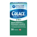 Colace 2-In-1 Stool Softener & Stimulant Laxative Tablety, Gentle zácpa Relief v 6-12 hodin, 30 Počet