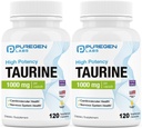 Puregen Labs Taurin 1000mg [Vysoká potence] Celkem 240 Veg Kapsle 124; No Harmful Additives CLAS124; Non- GMO, NO Gluten a Dairy, Podporuje srdce zdraví a svalovou obnovu 124; Made in USA