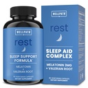 WellPath Rest Valerian Root Sleep Aid pro dospělé s melatonin & L- Theanine 124; Přírodní a bylinné uspávací pilulky s extra sílu 124; Dub 124; 5-HTP, Lemon Balm, Heřmánek, 60 Ct