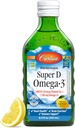 Carlson - Super D Omega33, Wild- Casted Norsky Arctic Cod Jaterní Oil, 2000 IU (50 mcg) Vitamin D3, 1100 mg Omega-3s, Udržitelně sourced Nordic Fish Oil Liquid, Lemon, 250 ml