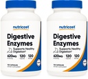 Nutricost Digestivní Enzymy 620mg, 120 Veggie Kapsle (2 Lahve) - Kompletní doplněk k trávicímu enzymu