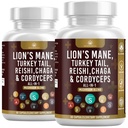 Houbový dodatek s lví hřívou krůtí ocas Reishi Cordyceps Chaga Marshmallow Root - 120 Počet