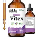 Wild & Organic Vitex tinktura - Vitex Chasteberry dodatek pro ženy - Liquid Chaste Tree Berry Extract for Good Mood - Vegan, Sugar & Alcohol- Free Herb Drops - 4 fl oz