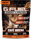 G Fuel Protein + Energy Drink Powder, Pre Workout Caffeine Mix for Gaming, Cukr Free Focus Amino, Vitamin + Antioxidanty, 19oz (Cafe Mocha, 20 Servings)