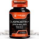 Quercetin s doplňkem Bromelain - 1500mg - Imunitní podpora a srdeční zdravotní kapsle pro muže a ženy, Quercetin doplňky pomáhá podporovat společné a zdravé dýchací systém - 120 Počet