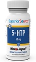 Superior Source 5-HTP 50 mg - Natural Supplement Aids Restful Sleep & Neurotransmiter Functions - Brain Health & Function Support - 5-Hydroxytryptofan Supplement - 60 Instant Disolt Tablety