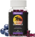 Opalovací gumy, Opalovací doplněk pro dospělé ženy a muže, Denní Opalovací gumy pro zdraví a pigmentaci kůže, Non- GMO, Vegan, Blueberry Flavor, 60 Gumy