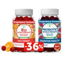 Lunakai Vitamin B12 a Probiotické Gummies Bundle - 3000 mcg Gummy pro dospělé Energy Support and Bone Health - 5 miliard CFU per Serving for Digestive Gut Health with Vitamin C for Women & Men