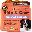 Natural Dog Company Kůže & Coat dodatek pro psy - Omega 3 lososový olej, Biotin & Vitamin E Support Shiny Coat, Zdravá kůže & Normální svlékání, Promotes Comfort od příležitostné Itch, 90 Počet