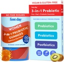 PRVNÍ DEN ŽENY 3- in-1 Probiotické gumy - Prebiotické + Probiotické + Postbiotické doplňky - Podporuje stravovací a orální zdraví, imunitní funkce a energetické hladiny - 30- denní zásobování