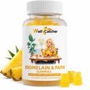 Bromelain Papain Enzyme Gummies Dodatek: Bromelain 500MG s Querectin Gummies pro dospělé děti, Organic Bromelain Papaya Enzymes Chewable for Digestive Support Imunity Antioxidant Vegan 60CT