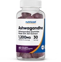 Nutricost Ashwagandha Gummies 1200mg Ekvivalentní Per Serving (MixBerry Flavor), 60 Gummies, 30 Servings