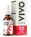 Vivo Life - vitamín B12 Complex, vysoce potentní doplněk zdraví, Orange Flavor Liquid Drops, 60 ml, 60 Služeb