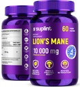 Lion je hříva doplněk 10.000 mg gumy 124; Dietní doplňky pro paměť, Focus & Clarity current 124; Denní imunitní systém podpora komplexu pro ženy a muže 124; Non- GMO, gluten- free, Vegan current 124; 60 Kapsle