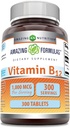Amazing Vitamin B12 dodatek 124; 1000 Mcg na servírování 124; Tablety 124; Non- GMO 124; Gluten- Free FLA124; Made in USA (1 balení, 300 Počet)