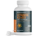 Bronson Vitamin K2 D3 (MK7) Dodatek Non- GMO Formule Vitamin D3 5000IU (125 mcg) & 90 mcg K2 MK-7, Snadné spolknutí D & K Complex, 200 Tablet