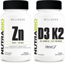 NutraBio zink Chelát a vitamín D3 K2 Minerální doplněk Bundle - Může pomoci s řádným růstem, vývoj, imunitní systém, a kosti a srdce zdraví