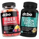 DR. BO Gummies Colon Cleanse & Ginger - Chutné Gummy Prebiotic Fiber Dodatek - Bowel Movement Support for Gut & Stomach Cleansing