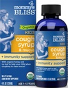 Maminčina Bliss Organic Kids Cough Syrup and Mucus Relief + Imunity Support, Agave & Honey, Ivy Leaf, Elderberry, Zinek, Vitamin C, 4 Fl Oz