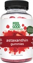 FeelGood Superfoods Astaxanthin doplňky, 6mg Antioxidační gumy pro pleť a oční zdraví, Berry Flavor, Vegan, Non- GMO, 60 Počet