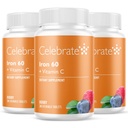 Oslavte Vitamíny Železný dodatek s 60 mg železa a vitaminu C - Berry Chewables pro bariatrické pacienty, Gastric Bypass & Sleeve Gastrektomie Support - 30 Tablety pro pooperační chirurgii