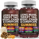 Nový věk Houba Lví hříva doplněk Gummies - Komplexní Houba dodatek pro Cognitive & Imunitation Support, s Reishi, Cordyceps - 120 Počet
