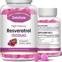 Sugar Free Resveratrol Gummies - Vysoká čistota Resveratrol dodatek pro antioxidant, zdravé stárnutí, kůže, mozek, organický - 120 Gummies