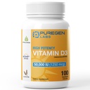 Puregen Labs Vitamin D3 50,000 IU (1250 mcg) 100 týdnů Zásobování pro zdravé svalové funkce, a imunitní podpora, Non- GMO, gluten zdarma 100 Zeleninové kapsle