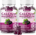 Vápník hořčík zinek s vitaminem D3 dodatek, Cukr bez vápníku gumy pro ženy muže, vysoká absorpce zinkové gumy pro kosti a svalovina a imunitní zdraví, Vegan Elderberry Flavor - 120 Počet