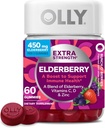 OLLY Extra Strength Elderberry Gummies, Imunitní podpora, 450mg Elderberry, Vitamin C, D a Zinek, Berry - 60 Počet