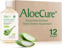 AloeCure USDA Organic Aloe Vera Juice Made within 12 Hrs of Harvest - Čistá Aloe Juice Natural Digestion Dodatek na podporu stravovací, imunitní systém a vyvážená kyselost žaludku, 12 x 500ml láhve