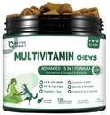 NATURE TARGET Multivitamin pro psy - s MSM & Glucosamine, Omegas 3 & 6, Probiotika pro stravitelné zdraví, společná podpora, kůže & Coat, imunitní systém a celkové zdraví 120 měkkých žvýkaček