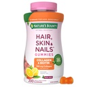 Přírodní Bounty Optimální řešení Vlasy, kůže a nehty Kolagen Pectin Gummies, 100 mg Kolagen a 2,500 mcg Biotin per Serving, No Stick Gummy, Tropical Citrus Flavor, 200 ct, 100 Celkem Služeb