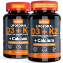 Vitamin D3 20,000 IU + K2 Vitamin (MK4 & MK7) 200mcg + Citrát vápenatý, Optimální vitamin D3 K2 Softgel - Silná kost a svalovina, absorpce vápníku, Napomáhání deficitu vitaminu D, Snadné spolknutí, 2Pack
