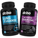 Lung Cleanse & Activated Charcoal Kapsle - Respirační doplňky & Organic Cococonut Charcoal Pills for Stomach Gas and Bloating Support - Bylinné detox pro plíce, Bronchial Health & Gut
