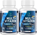 Muži Multivitamins 50 Plus - Denní multivitamin pro muže s fermentovanými bylinnými extrakty a 43 živiny - Mens vitamins podporuje paměť & mozek, energie, zdraví kostí (2 Pack)