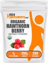Bulksupplements.com Organic Hawthorn Berry Extract Powder - Hawthorn Berry Supplement - Bylinný & gluten Free, 1g per Serving, 250g (8.8 oz) (balení po 1)