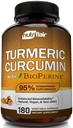 NutriFlair Kurkumin kurkumin s BioPerine - 1300mg, 180 Kapsle - 95% Standardizované Curcuminoidy Kurkuminoidy Extrakt z kurkumy s černým pepřem pro optimální absorpci - 180 Kapsle