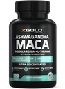 Ashwagandha 5,000mg + Maca Root Black, červená, žlutá 4,000mg, Rhodiola & L-Theanine: 30: 1 Extract Ashwagandha Kapsle, 20: 1 Extract Maca Root Kapsle - Dodatek pro muže a ženy