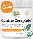 Wholistic Pet Organics Canine Complete - Pes Multivitamin Powder - 8 Oz - Denní psí vitamíny a doplňky pro domácí potraviny - imunitní systém, kůže, coat & celkové zdraví - malé a velké plemeno