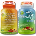 Liposomální vitamín C 1500mg + Vegan celé jídlo Multivitamin bez železa - Energy & Imunitate Support Bundle with Organic Acerola Cherry, Camu Camu & Enriched with All Foods-Non- GMO, Clean Label