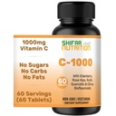 SHIFAA NUTRITION HALAL Vitamin C- 1000mg tablety, 60 dní dodávky. Imunitní podpůrný dodatek s vitamínem C, Elderberry, Quercetin, Rose HIPS & Rutin. Vegetariánské, non-GMO, cukr zdarma a Keto Friendly
