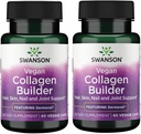 Swanson Vegan Collagen Builder - Featuring Dermaval - Vlasy, kůže, nehty zdraví - 60 Vegan Caps (2 Pack)